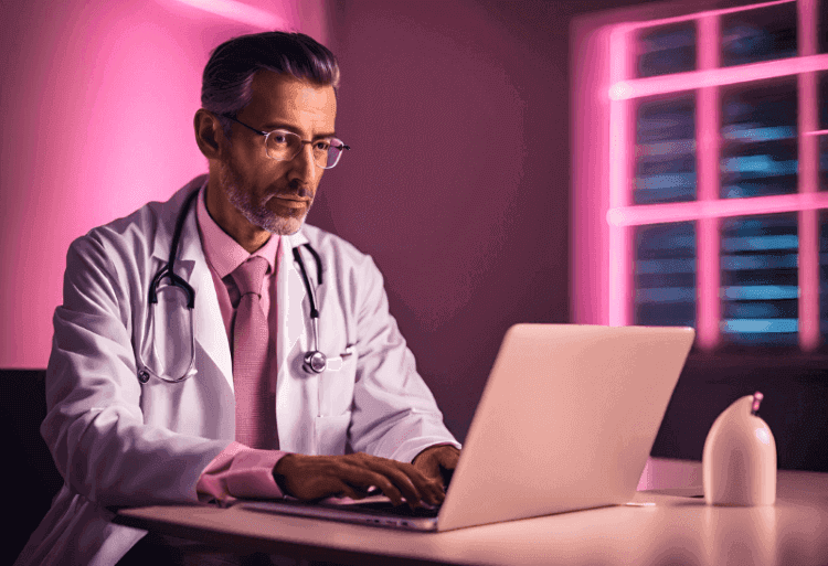 doctor behind laptop